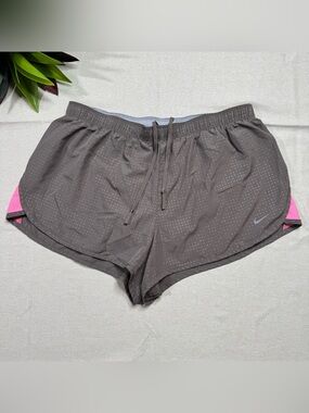 Nike Dri-FIT Running Shorts Women’s M Brown Pink dotted Athletic Mesh